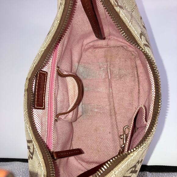 DOONEY & BOURKE SMALL TAN, BROWN SIGNATURE PRINT SHOLDER BAG - Picture 9 of 13